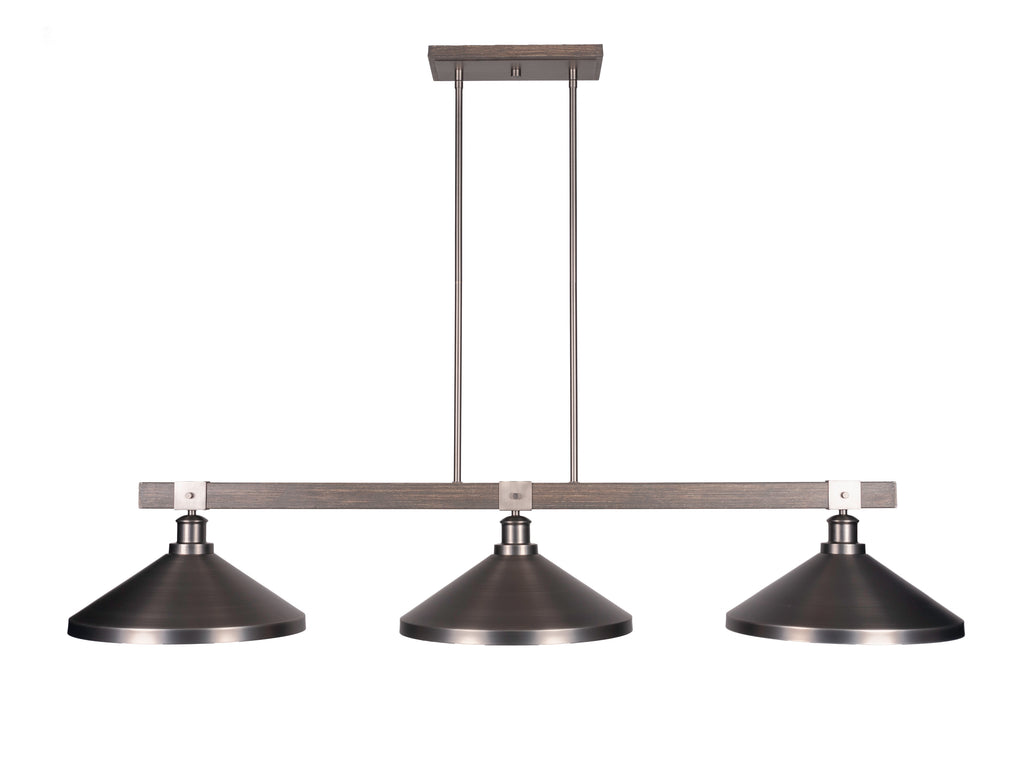 Toltec 1863-GPDW-424-GP Tacoma 3 Bulbs Bar Billiards Pool Table Island Light