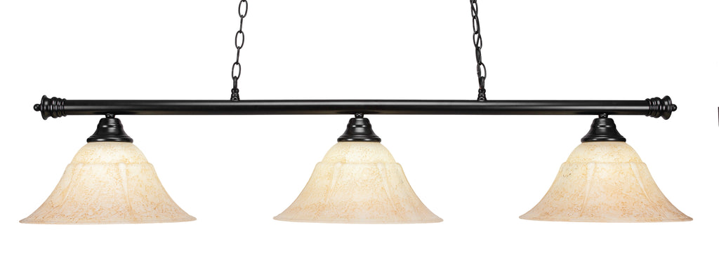 Toltec 1873BK Round 3 Bulbs Bar Billiards Pool Table Island Light