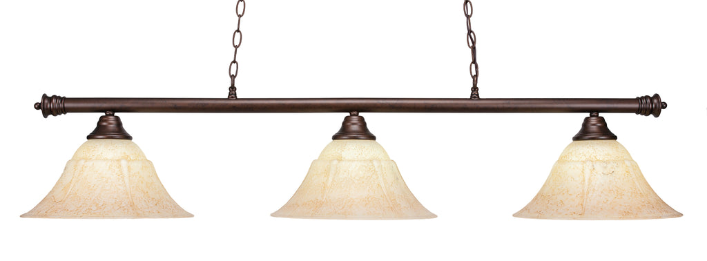 Toltec 1873BZ Round 3 Bulbs Bar Billiards Pool Table Island Light