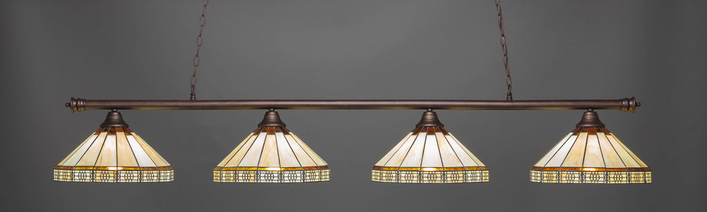 Toltec 374-BRZ-964 Oxford 4 Bulbs Bar Billiards Pool Table Island Light