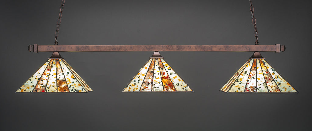 Toltec 403-BRZ-956 Square 3 Bulbs Bar Billiards Pool Table Island Light