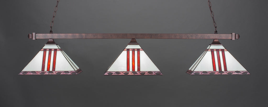 Toltec 403-BRZ-958 Square 3 Bulbs Bar Billiards Pool Table Island Light