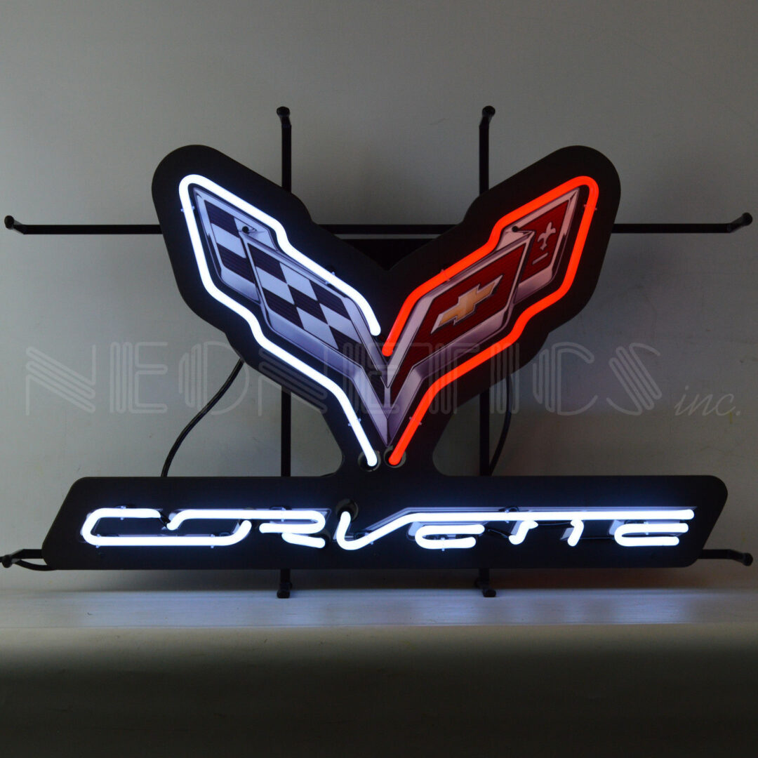 CORVETTE C7 NEON SIGN WITH BACKING