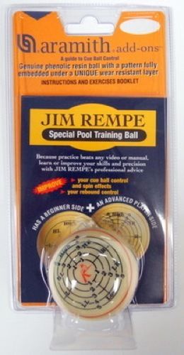 NEW ARAMITH JIM REMPE TRAINING CUE POOL Q BALL, Great Price! FREE SHIPPING