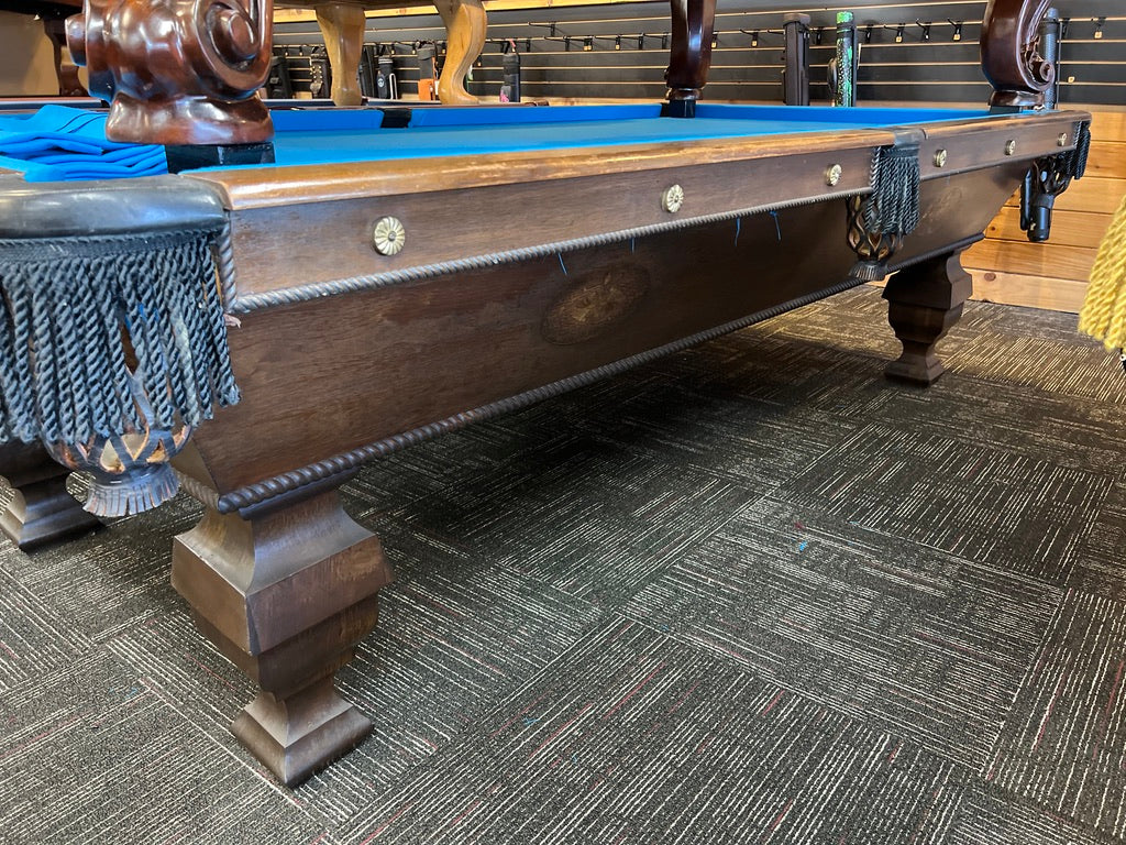 (SOLD) Used 9' Custom Antique "T-Rail" Pool Table