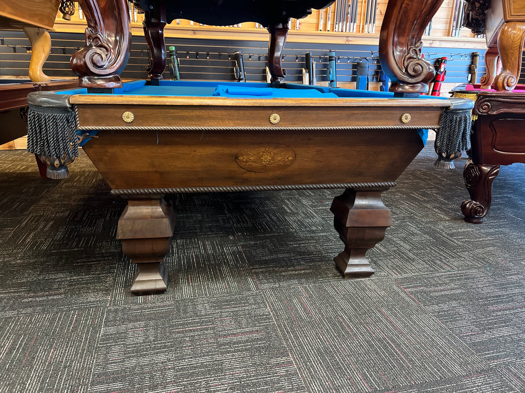 (SOLD) Used 9' Custom Antique "T-Rail" Pool Table