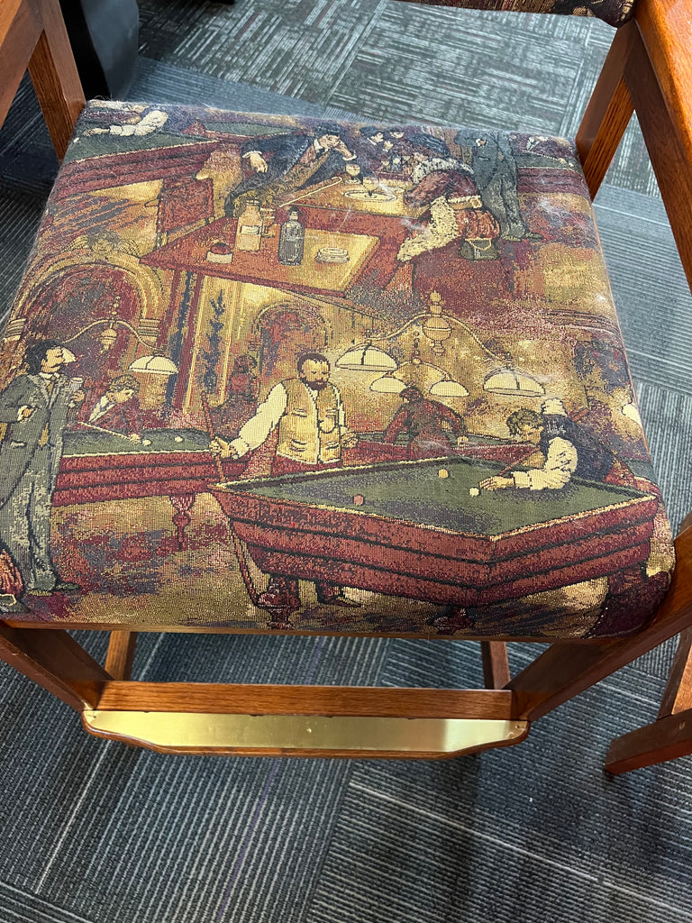 (SOLD) Used Pair of Whitaker Furniture Cherry Oak Spectator Chairs (for your Pool Table)