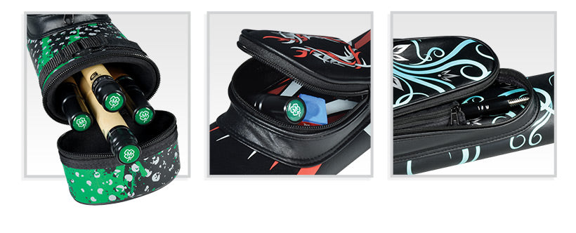 McDermott 75-0937 2Bx2S Black / Green Billiards Pool Cue Stick Case - coolpooltables.com