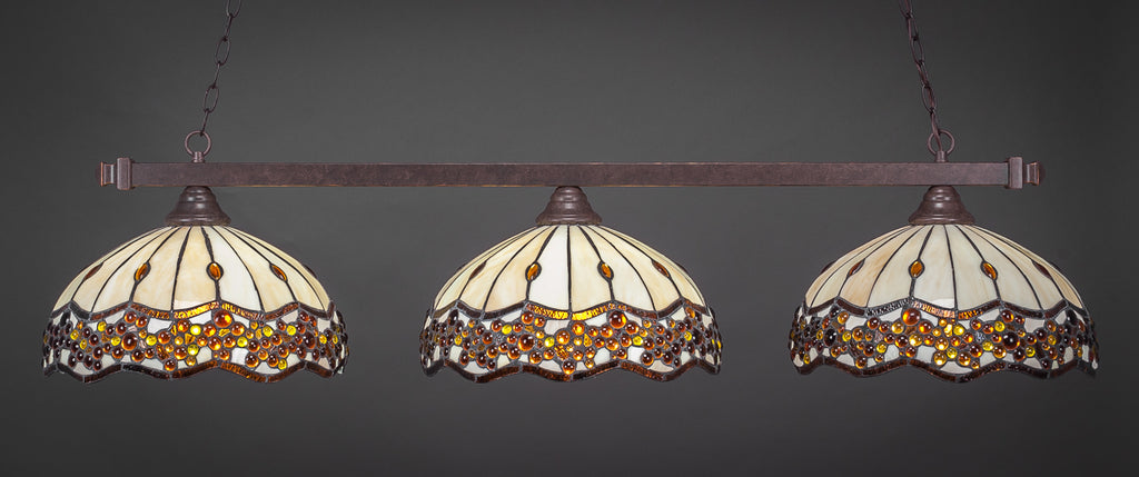 Toltec 803-DG-997 Square 3 Bulbs Bar Billiards Pool Table Island Light