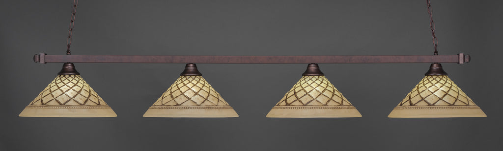 Toltec 804-BRZ-718 Square 4 Bulbs Bar Billiards Pool Table Island Light