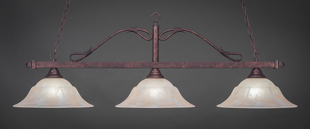 Toltec 823-BRZ-53613 Scroll 3 Bulbs Bar Billiards Pool Table Island Light