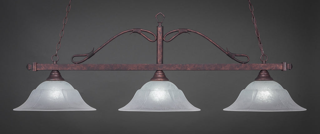 Toltec 823-BRZ-53615 Scroll 3 Bulbs Bar Billiards Pool Table Island Light
