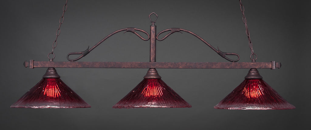 Toltec 823-BRZ-716 Scroll 3 Bulbs Bar Billiards Pool Table Island Light