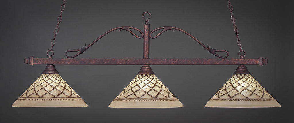 Toltec 823-BRZ-718 Scroll 3 Bulbs Bar Billiards Pool Table Island Light