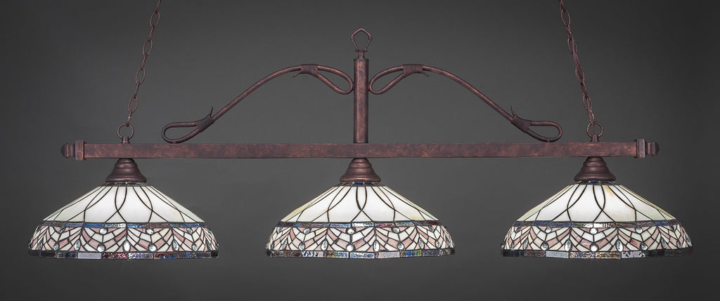 Toltec 823-BRZ-948 Scroll 3 Bulbs Bar Billiards Pool Table Island Light