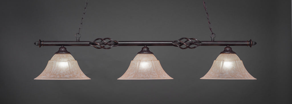 Toltec 863-DG-53318 Eleganté 3 Bulbs Bar Billiards Pool Table Island Light