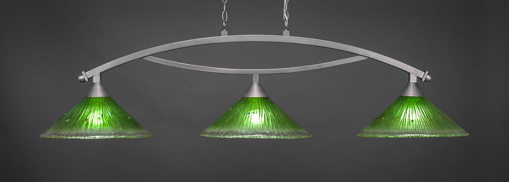 Toltec 873-BN-717 Bow 3 Bulbs Bar Billiards Pool Table Island Light