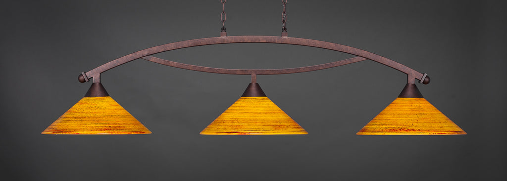 Toltec 873-BRZ-414 Bow 3 Bulbs Bar Billiards Pool Table Island Light