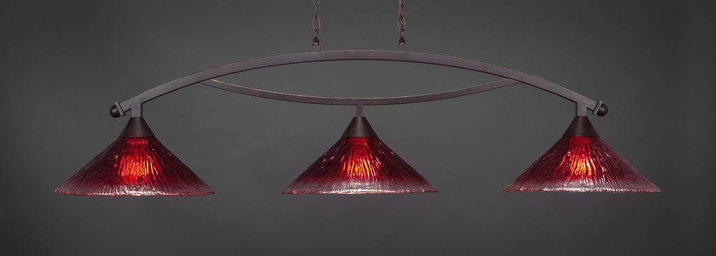 Toltec 873-DG-716 Bow 3 Bulbs Bar Billiards Pool Table Island Light