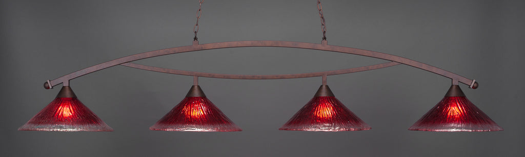 Toltec 874-BRZ-716 Bow 4 Bulbs Bar Billiards Pool Table Island Light