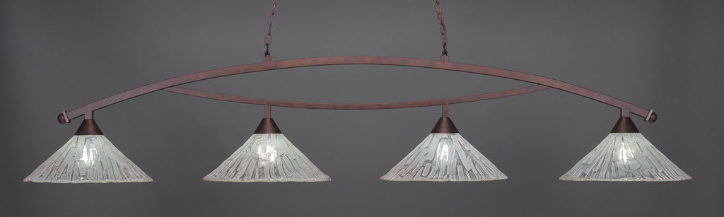 Toltec 874-BRZ-719 Bow 4 Bulbs Bar Billiards Pool Table Island Light