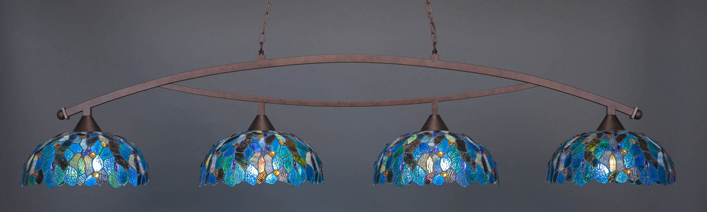 Toltec 874-BRZ-995 Bow 4 Bulbs Bar Billiards Pool Table Island Light