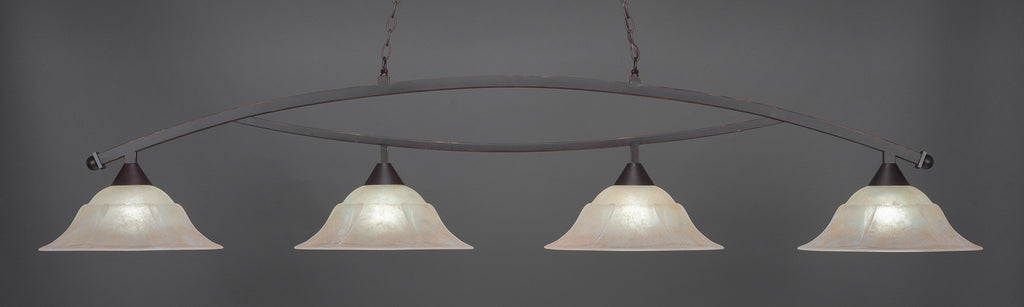 Toltec 874-DG-53613 Bow 4 Bulbs Bar Billiards Pool Table Island Light