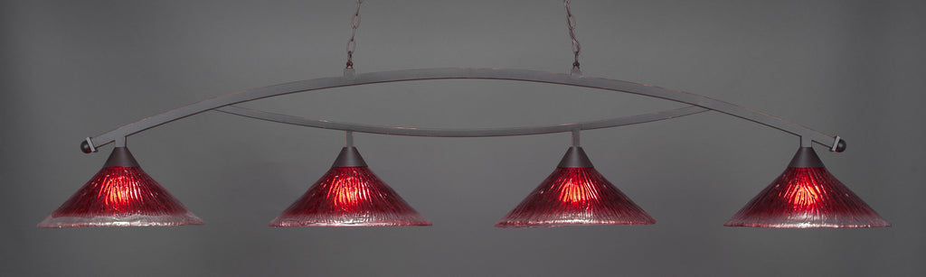 Toltec 874-DG-716 Bow 4 Bulbs Bar Billiards Pool Table Island Light