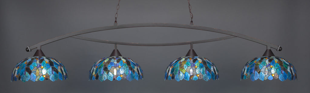 Toltec 874-DG-995 Bow 4 Bulbs Bar Billiards Pool Table Island Light