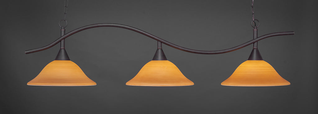 Toltec 893-DG-622 Swoop 3 Bulbs Bar Billiards Pool Table Island Light