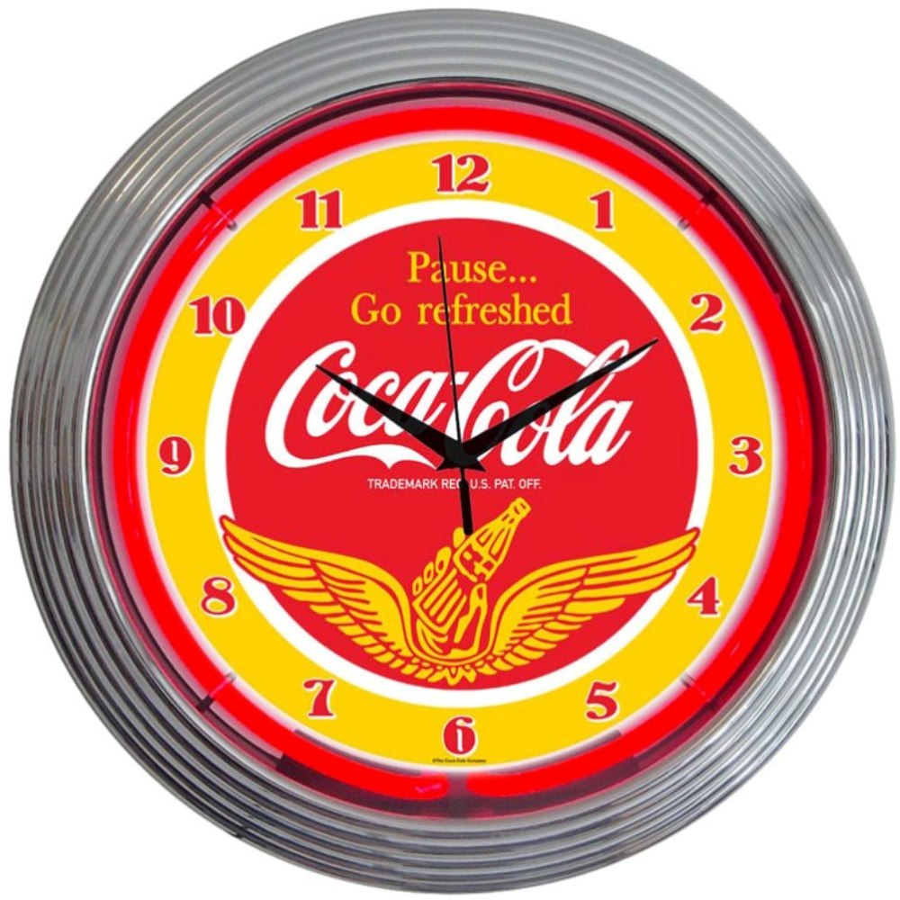 COCA-COLA WINGS NEON CLOCK