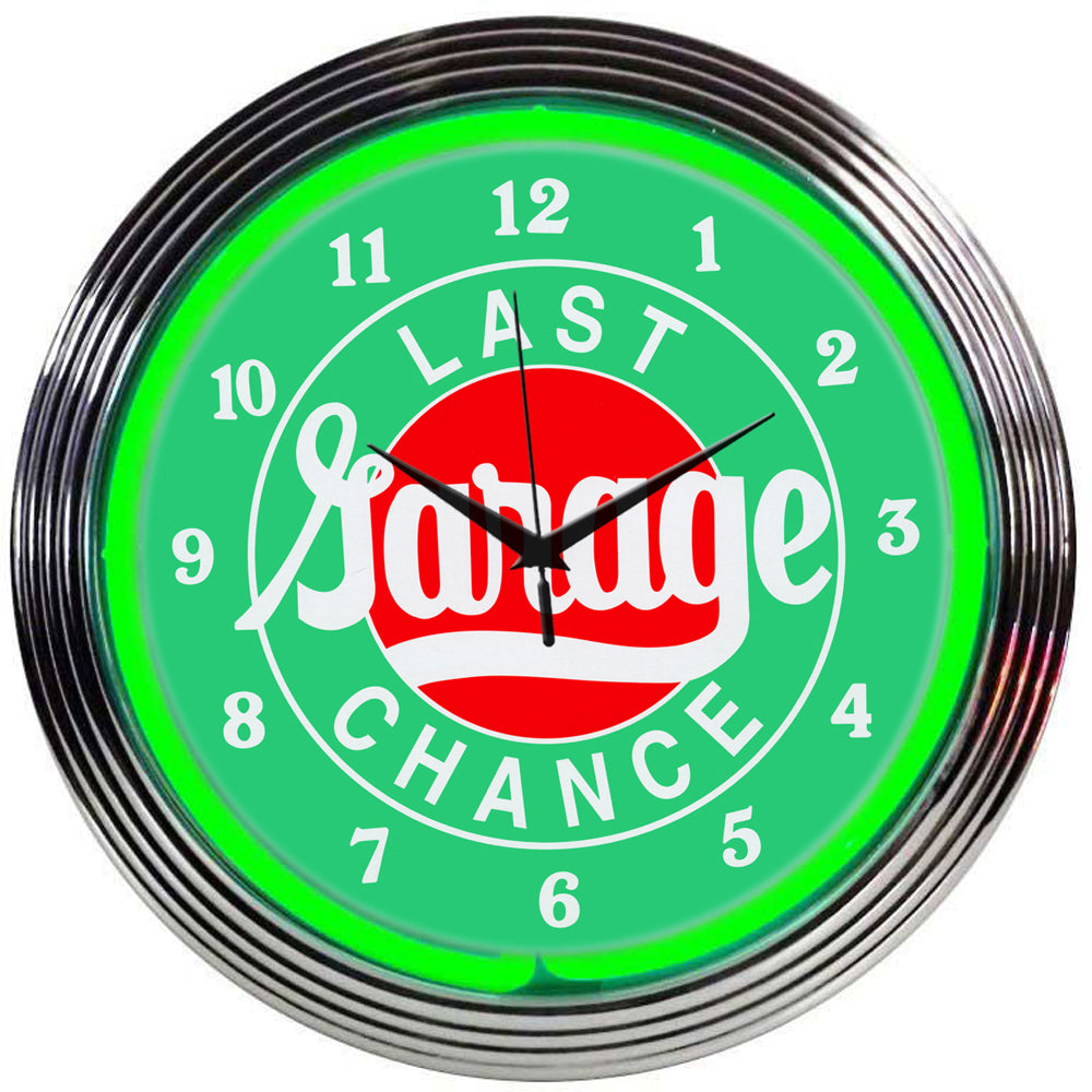 LAST CHANCE GARAGE NEON CLOCK
