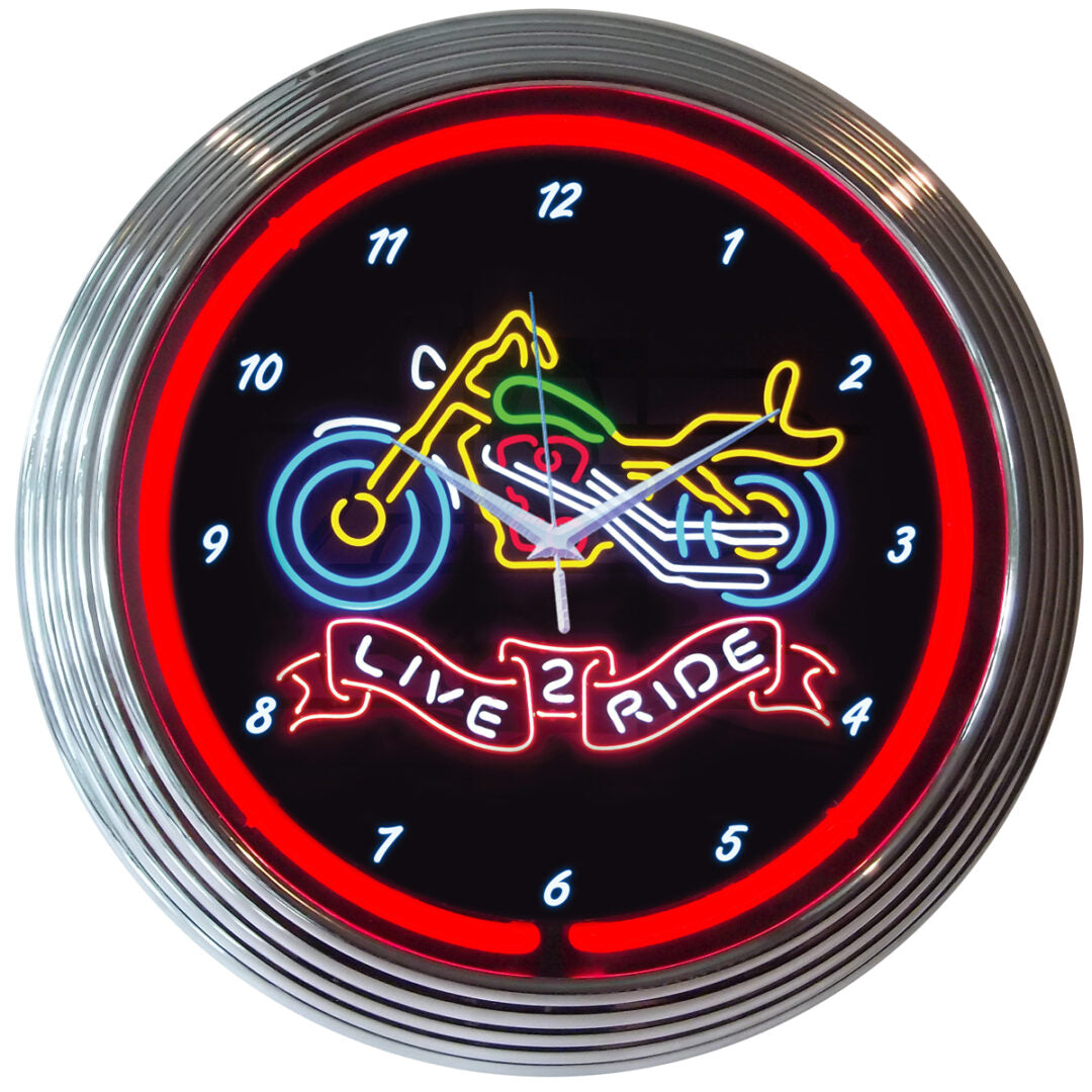 LIVE 2 RIDE NEON CLOCK