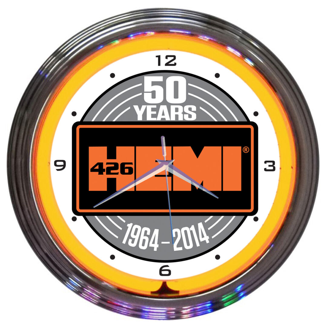 HEMI 50TH ANNIVERSARY NEON CLOCK