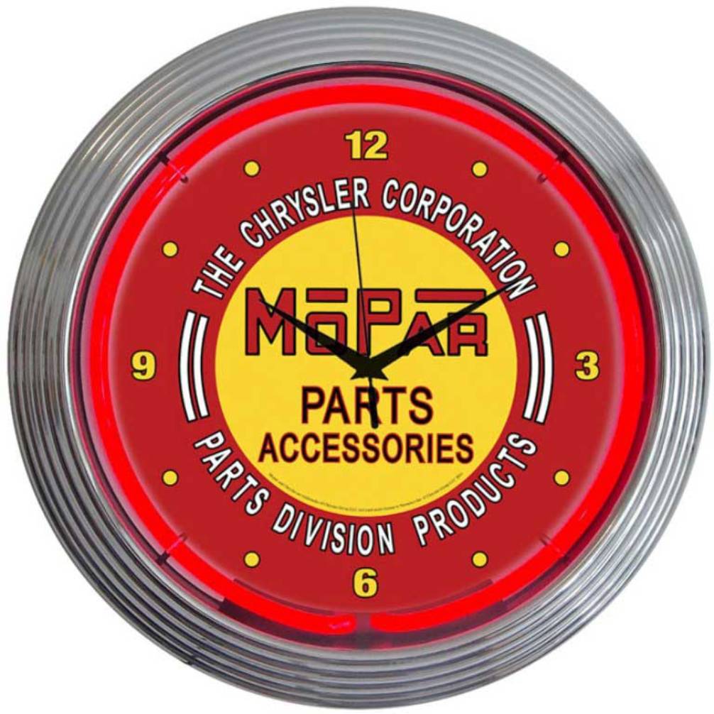 MOPAR RED VINTAGE NEON CLOCK
