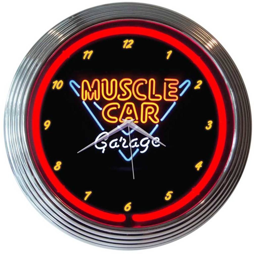 MUSCLE CAR GARAGE NEON CLOCK