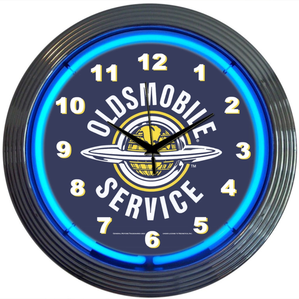 GM OLDSMOBILE SERVICE NEON CLOCK
