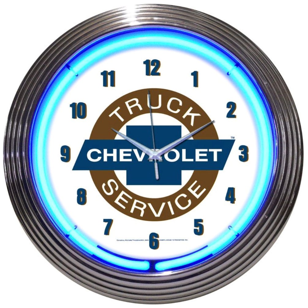 CHEVY TRUCKS CHEVROLET SERVICE NEON CLOCK