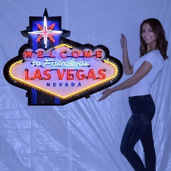 WELCOME TO FABULOUS LAS VEGAS NEON SIGN IN SHAPED STEEL CAN