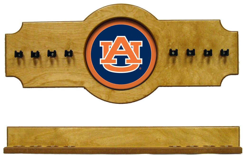 NCAA Auburn Tigers 2 pc Hanging Wall Pool Cue Stick Holder Rack - Oak