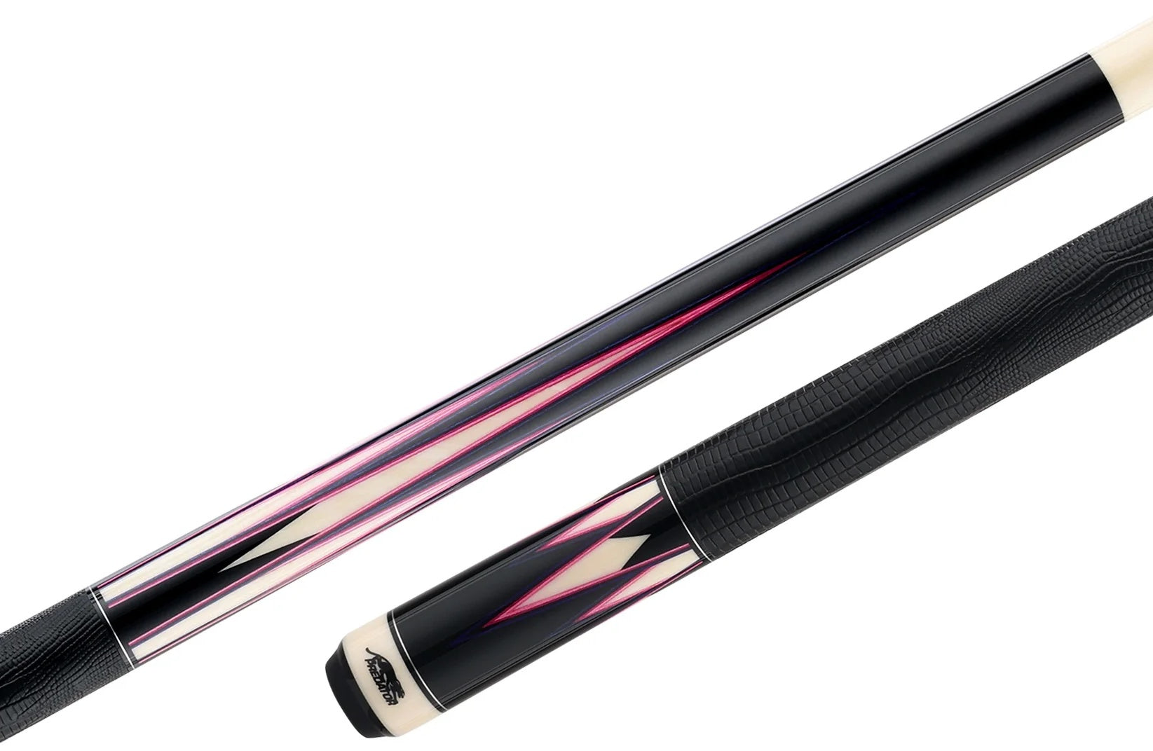 Predator LE True Splice 16 Pool Cue Butt - Ebony with Purple/Pink Points - Leather Wrap