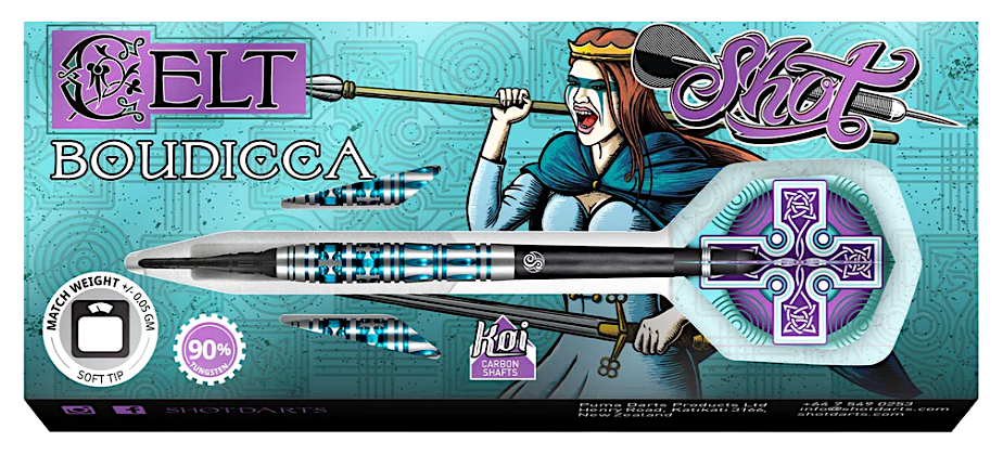CBSF-18 Shot! Darts Celt Boudicca Soft Tip Dart Set 18 gm