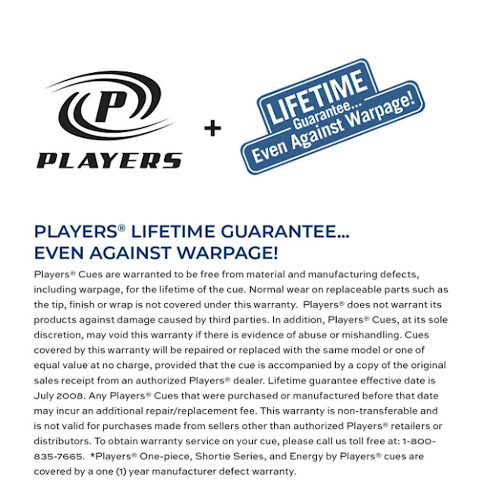 G4135 Players Black with White Recon Graphic 2 Pc. Pool Cue