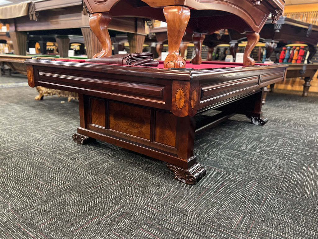 (SOLD) Used 9' Brunswick Windsor Pool Table with Matching Cue Rack and Ball Rack