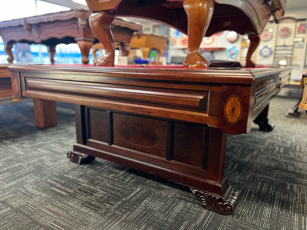 (SOLD) Used 9' Brunswick Windsor Pool Table with Matching Cue Rack and Ball Rack