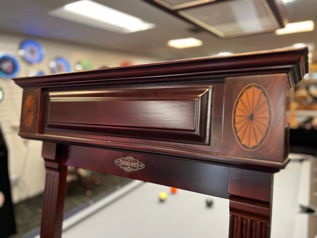 (SOLD) Used 9' Brunswick Windsor Pool Table with Matching Cue Rack and Ball Rack