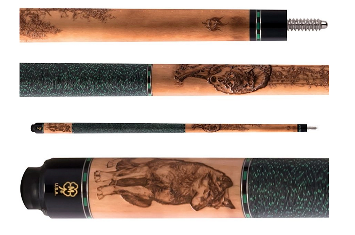 G-338 McDermott G338 3D Etched Wolf Pool Cue – coolpooltables.com