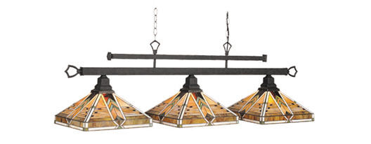 RAM Pool Table Lights Billiards Lighting MIV-B54 Three 3 Globes Stained Glass