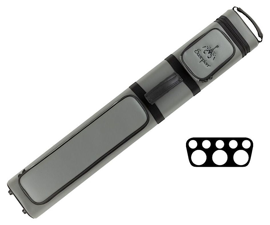 Scorpion SC35-GREY 3Bx5S Grey w/Scorpion logo Pool Cue Case - coolpooltables.com