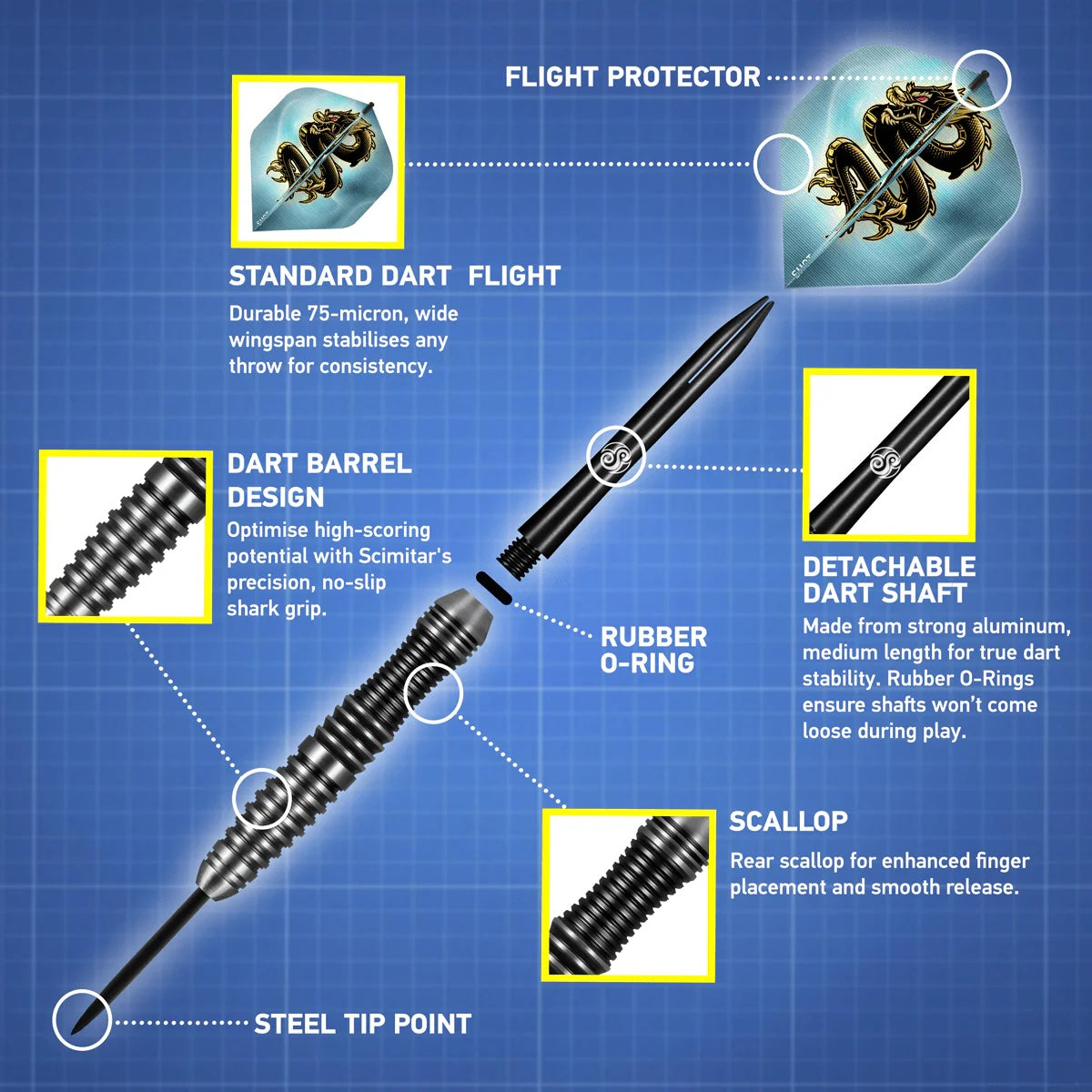 Scimitar Stainless Steel Tip Dart Set 22gm